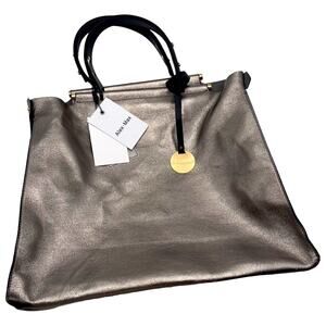 Alex + Max NEW AMI-BO BO1630/B Metallic faux leather Tote Pewter Metallic tone